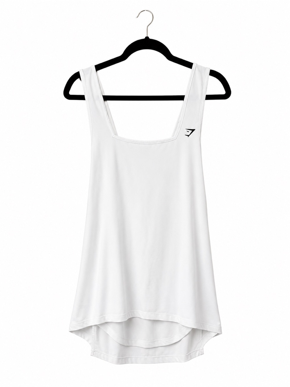 Gymshark White Square-Neck Tank with High-Low Hem - Picture 1 of 4